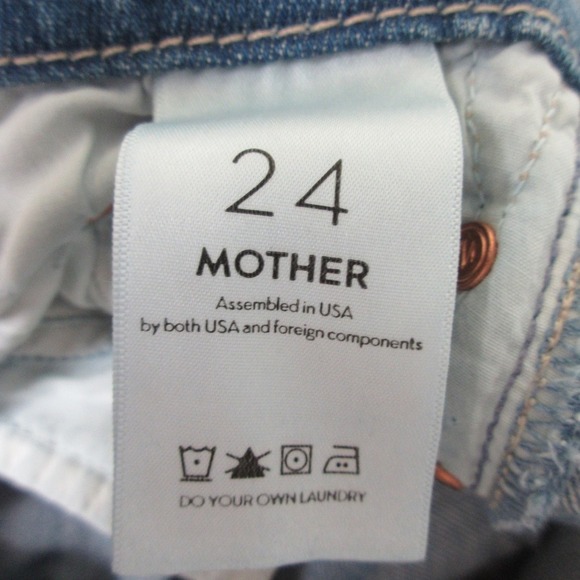 Mother Looker Ankle Fray Jeans Tourist Trap Women 24 Blue Denim Raw Hem Chic 452 - Picture 2 of 15